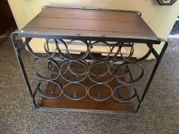 12-Bottle Wine Rack with Wood Top and Bottom
