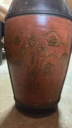 Two-Tone Decorative Vase with a Dark Metallic or Patinated Upper Neck
