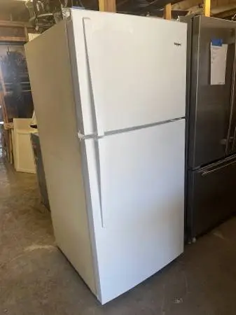 White Whirlpool Refrigerator Top Freezer Model #WRT519SZDW02 Used