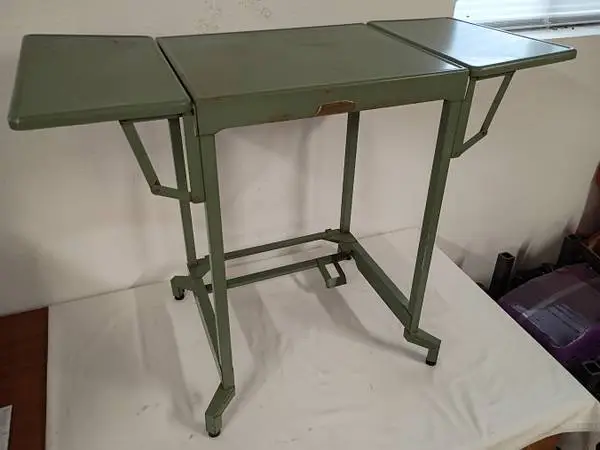 Vintage 1950-60s Industrial Drop-Leaf Metal Typewriter / Sewing Table