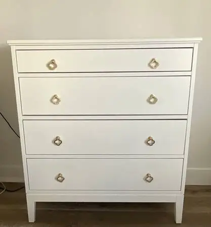 Tall White Dresser 4 Drawer Gold Handles Like New Ikea Idanas