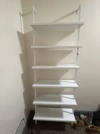 6 tier, 7ft tall white bookshelf