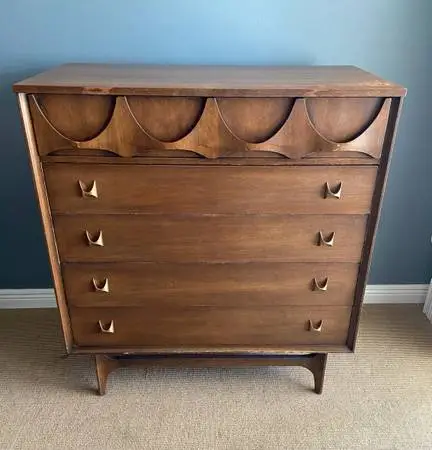 Broyhill Brasilia Highboy Chest Of Drawers Dresser Mid Century Modern