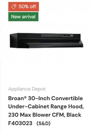 Scratch and Dent Broan 30-Inch Convertible Under-Cabinet Hood F403023