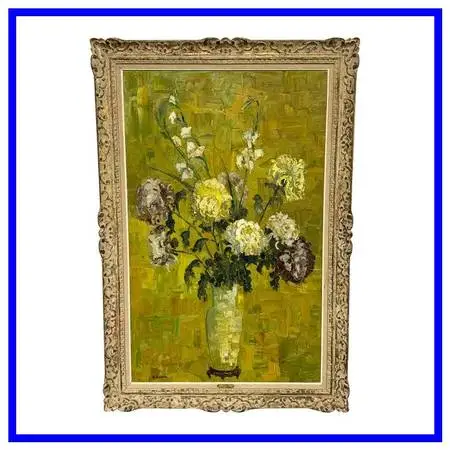 Mary Malcolm-kluge “fleurs” Signed Oil On Canvas Floral Still Life