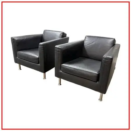 Rodolfo Dordoni For Minotti Copenhagen Leather Armchairs, Pair. Estima