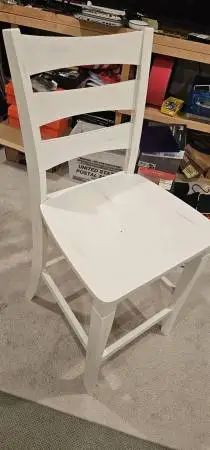 Set of 4 White Tall Barstools Chairs