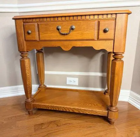 Stunning Vintage Golden Oak Entryway Console Table