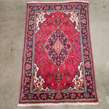 Vintage Authentic Persian Hand Knotted Wool Sarouk Rug 6 X 3