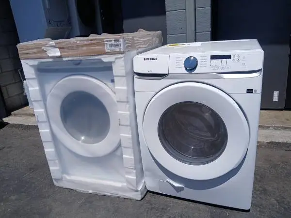 New samsung white front load washer and electric dryer