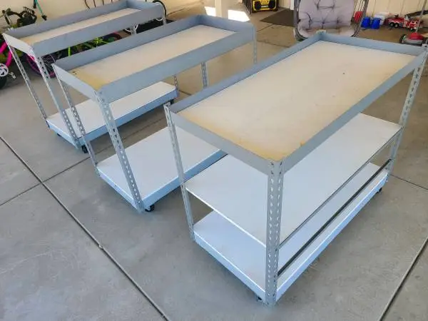 3 large commercial rolling shelving units all for $200