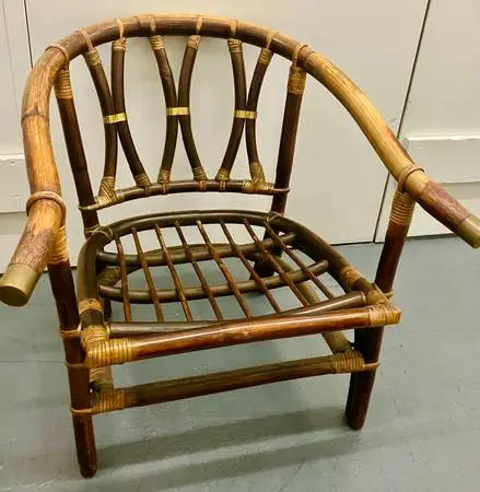 Mid Century Modern Bamboo Rattan Arm Chair by John Wisner Ficks Reed