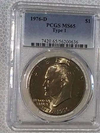 Eisenhower Dollar 1776/1976-D Type 1 PCGS MS65 - Colorful Toning