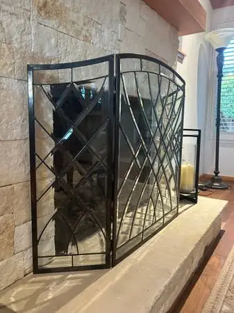 Decorative Glass Fireplace Screen