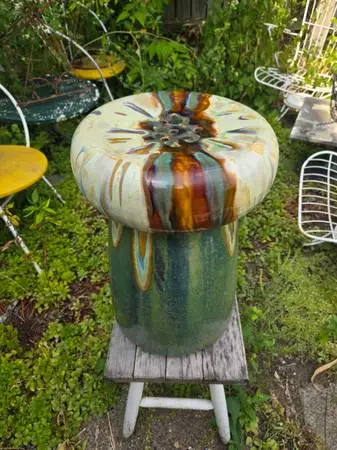 Vintage Majolica Mushroom Garden Stool