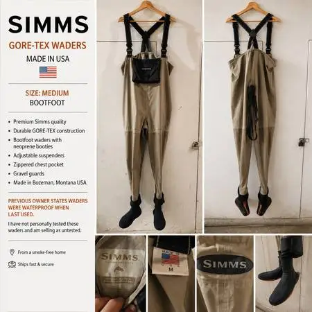 Simms Gore-Tex Chest Waders USA Made Size M Fly Fishing Waders