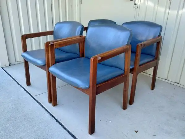 Vintage 1992 Mid Century Modern Vinyl Chairs - Made by Boling in NC!