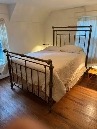Authentic 19th Century Antique Brass & Cast Iron Bed Frame Mattress