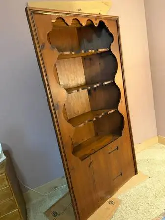 Vintage Solid Pine Corner Hutch - 6ft - Scalloped Antique $325 OBO