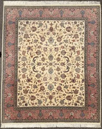 KASHAN HAND KNOTTED RUG WITH 300+ KPSI, 8.2 x 9.10