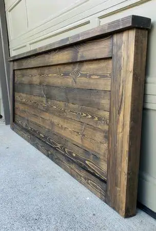 King Size Headboard - Solid Plank Wood With Dark Stain