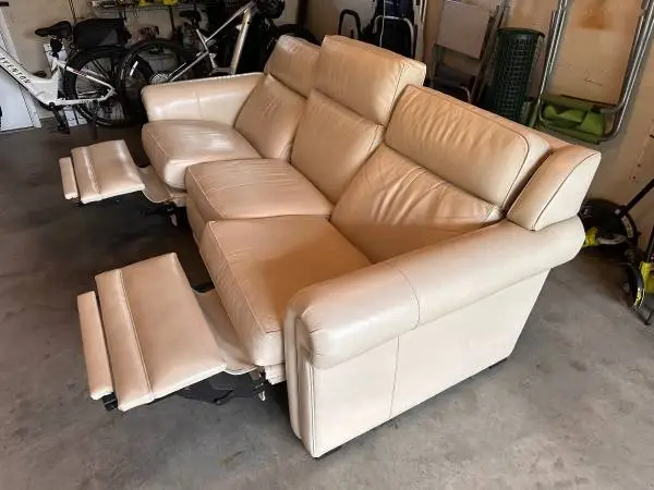 Ethan Allen “Johnston” power-incliner sofa (leather)
