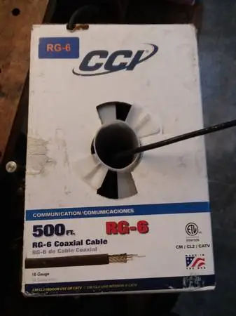 RG-6 Coaxial Cable TV Cable, New in Box, partially used