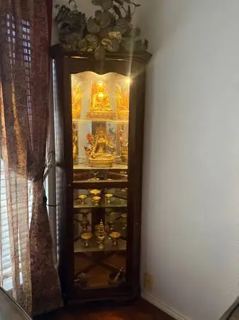 beautiful hutch for traingular side wall corner