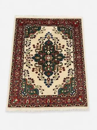 Vintage Indo-Persian Tabriz Floral Medallion Hand-Knotted Wool Rug, c.