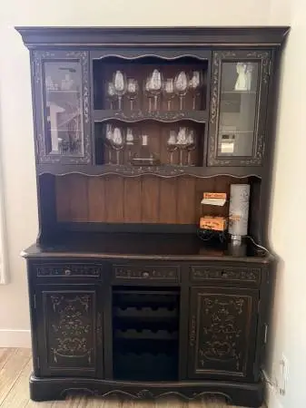 Black Painted Vintage China Hutch