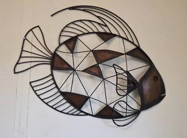 Vintage 50s Modern Metal Wall Sculpture FISH Art