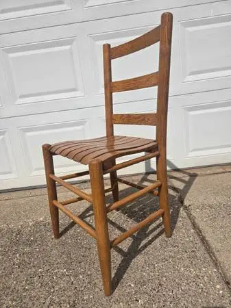 Mid Century Oak Slat Seat Dining Chairs