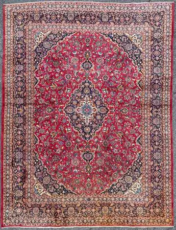 ANTIQUE PERSIAN KASHAN HAND KNOTTED RUG, 9.8 x 12.8