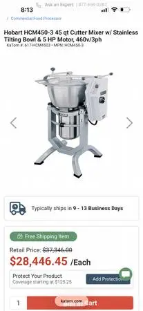 45 qt industrial cutter/mixer