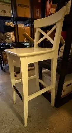 Contemporary White Wooden X-Back Bar Stool