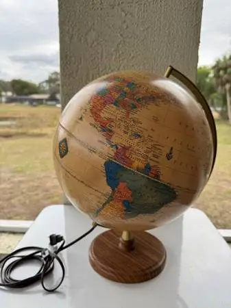 vintage illuminated Crams Antique world globe 12”