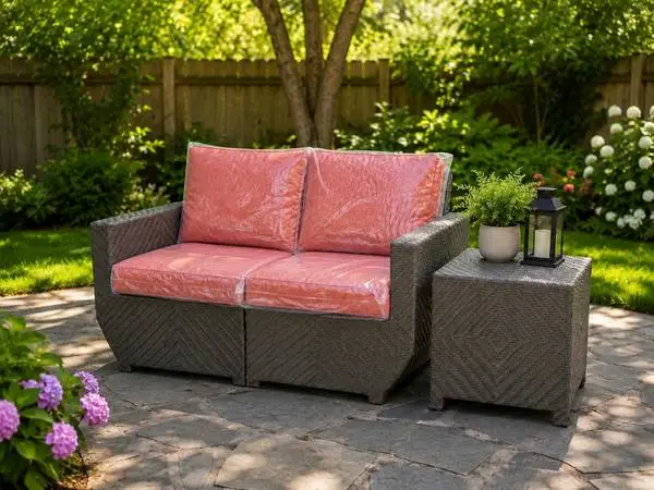 New outdoor patio furniture loveseat and end table