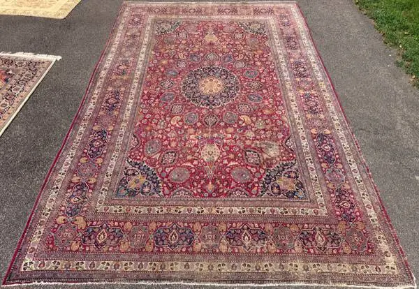ANTIQUE MANSION PERSIAN KHORASAN HAND KNOTTED RUG, 11.9 x 18.9
