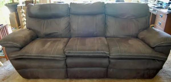 Power Reclining Sofa/Couch 7.5 ft. Micro Suede Chocolate Brown