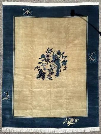 SINO ART DECO HAND KNOTTED RUG, 7.9 x 9.9