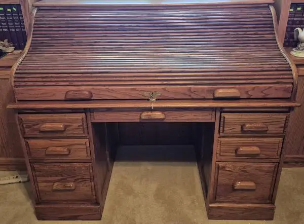 Solid Oak Roll Top Desk