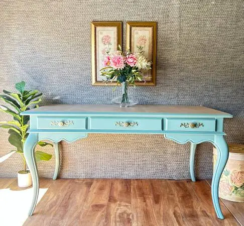 French provincial style writing desk with three large drawers