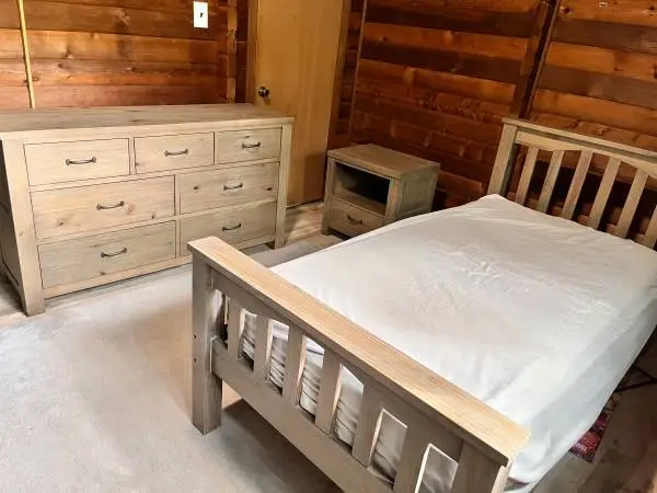 Solid Pine Driftwood Bedroom Set + Organic Latex Mattress - Bundle