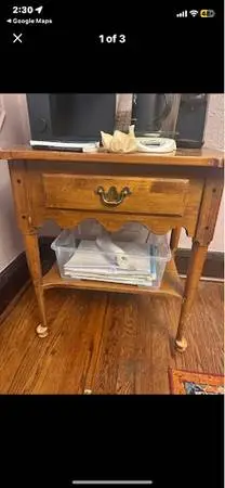 Vintage Ethan Allen Solid Wood Nightstand / End Table