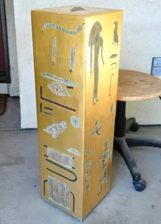 Egyptian-themed 34 pedestal for statue/planter featuring hieroglyphs