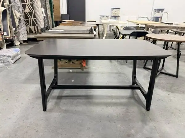 WE Mid-Century Black Ash Solid Wood 60 Trestle Dining Table