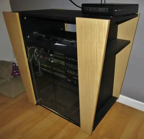 Modern Entertainment stereo cabinet shelves or TV Stand on Wheels