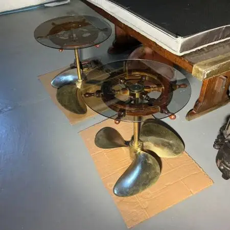 BRASS PROPELLER COCKTAIL TABLES
