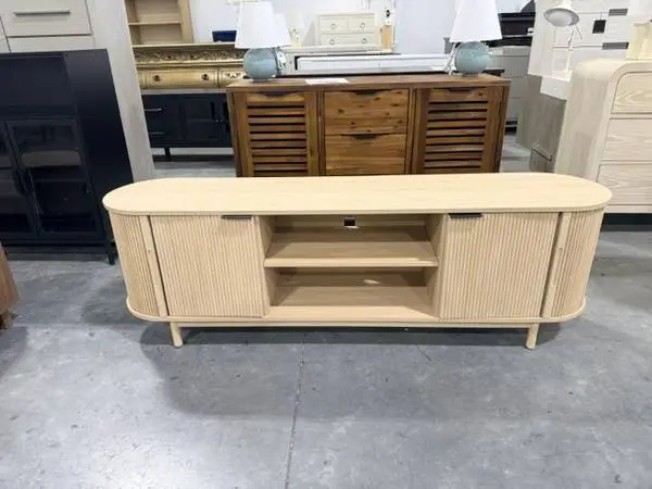Coastal Oak 70 Chloe Modern Reeded TV Stand For TVs Up To 75