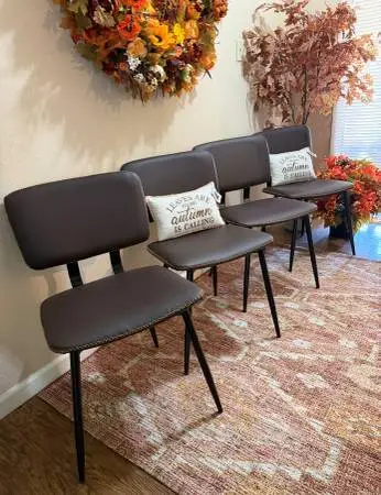 Four NEW Mid Century Modern Style Brown Dining Chairs